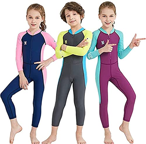 Image of Little Kids Girls One Piece Water Sports Sun Protection Rash Guard UPF 50+ Long Sleeves Full Suit Swimsuit Wetsuit