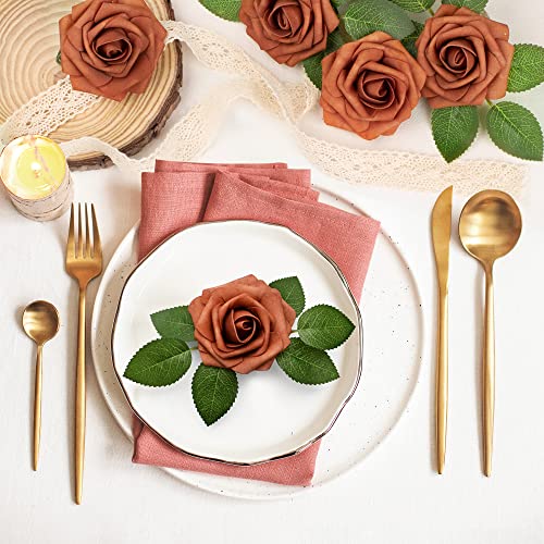 Mocoosy-50Pcs-Burnt-Orange-Artificial-Rose-Flowers-Terracotta-Fake-Roses-for-Decorations-Real-Touch-Rust-Foam-Rose-Bulk-with-Stem-Floral-Arrangements-Wedding-Bouquets-Bridal-Shower-Party-Home-Decor Mocoosy 50Pcs Burnt Orange Artificial Rose Flowers Terracotta Fake Roses for Decorations Real Touch Rust Foam Rose Bulk with Stem Floral Arrangements Wedding Bouquets Bridal Shower Party Home Decor
