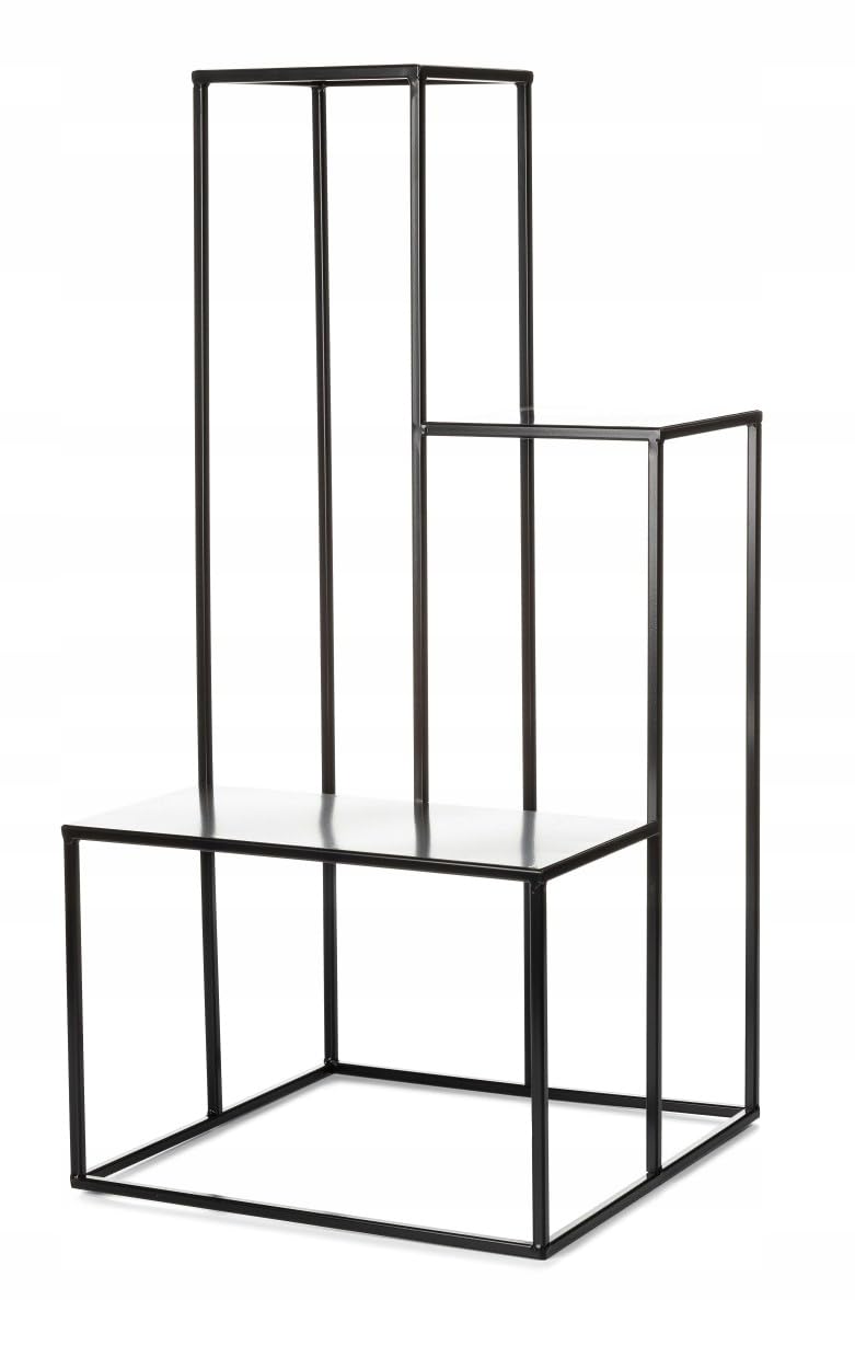 Supporto per fiori per 3 fiori, 85 cm, nero, in metallo, per piante, per piante e fiori, decorazione industriale