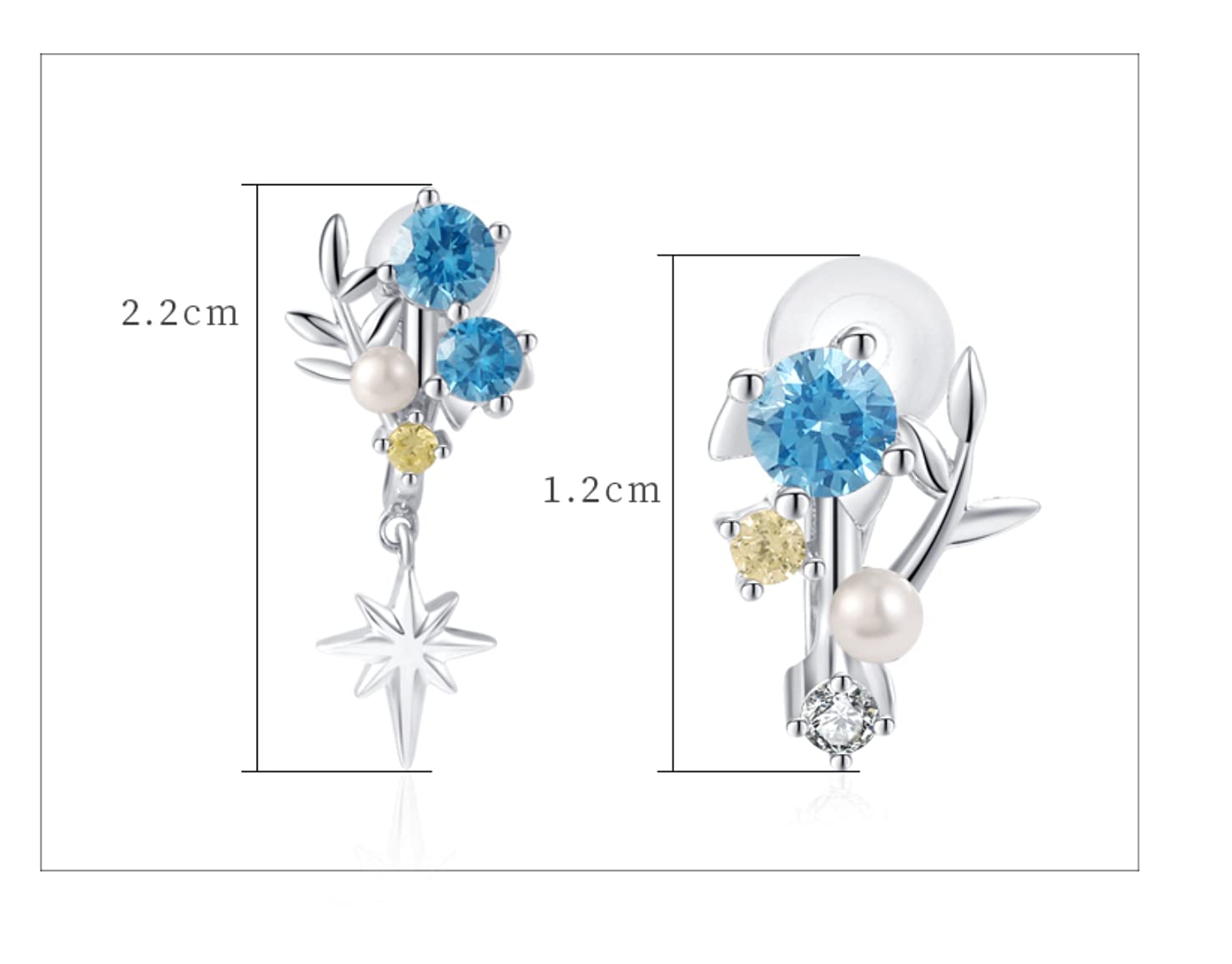 LOKILOKI Lucciola Orecchino Blu Clip 925 Argento più Nuovi Orecchini per Le Donne Senza Piercing Regalo di Lusso Speciale Originale delle Donne di Gioielleria Raffinata