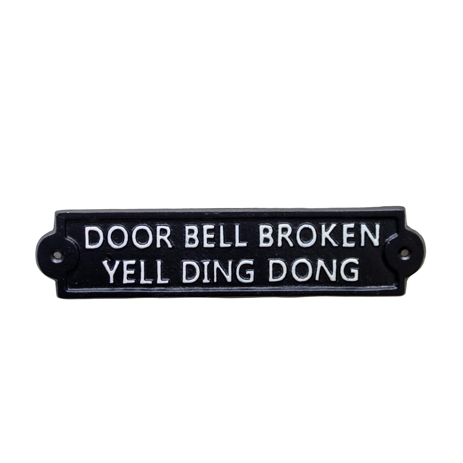 Door Bell Broken Yell Ding Dong Cast Iron Wall Sign 27x6cm Funny Door Novelty Plaque