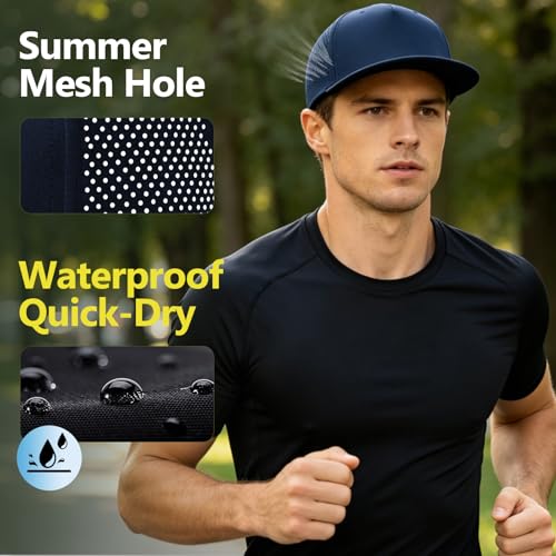 Image of M /L /XL /XXL Oversize Flat Bill Baseball Cap for Men Women Quick Dry Snapback Hats Summer Mesh 5 Panel Cap