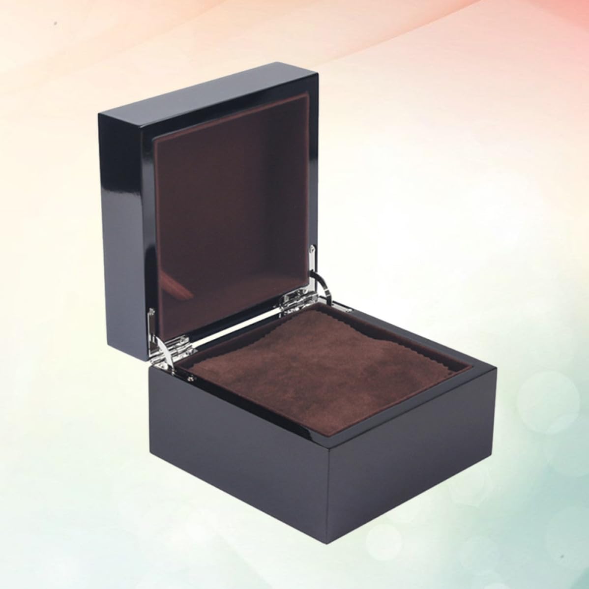 Vitrina para Relojes de Madera Negra Acabado Barnizado, Caja Cuadrada para Hombre, Protección y Almacenamiento Delicado Forro de Franela
