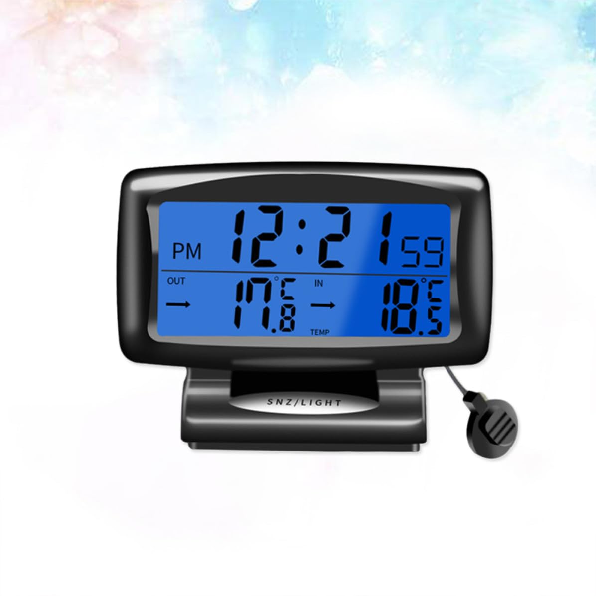 Car Thermometer Electronic Clock with Dual Temperature for Auto