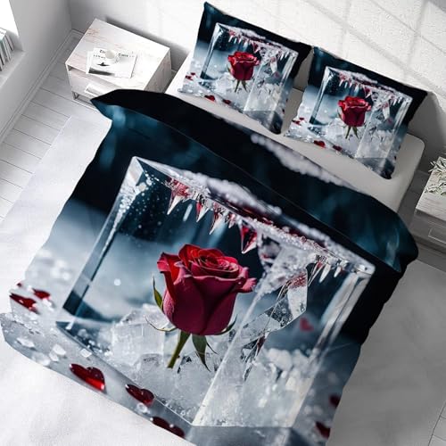 Housse de Couette 160x200 Rouge Soft Touch | Parure de Lit Chic Rose Congelée - 5
