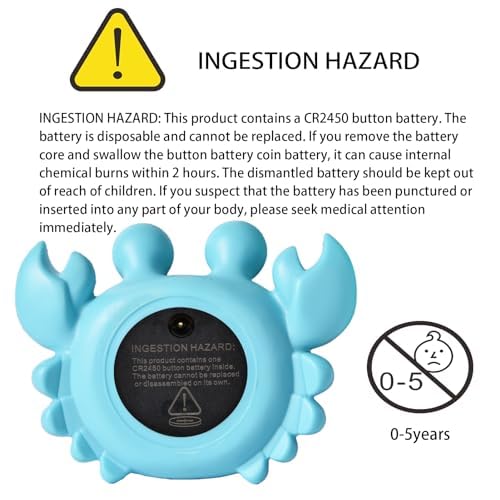 Miniatura 6 de Termómetro de baño para bebé con pantalla LED, juguete flotante de cangrejo - Sensor de seguridad de agua 2 en 1 para bebés, alertas codificadas por