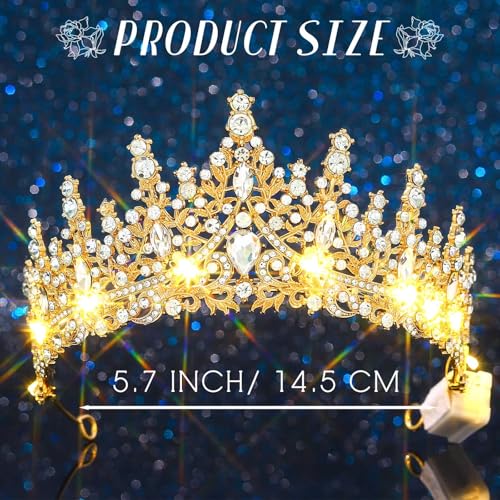 Diadème de princesse strass avec éclairage LED et épingles de fixation fixes - 5