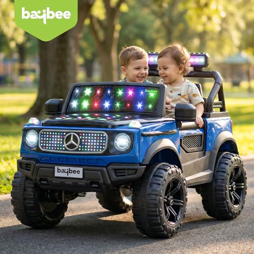 Image of Baybee CruzeX 4x4 Battery Operated Jeep for Kids with Parental Control | Baby Ride On Electric Car with RGB Lights, Music & Swing Mode | Rechargeable Battery Car for Kids 2 to 6 Years (Blue)