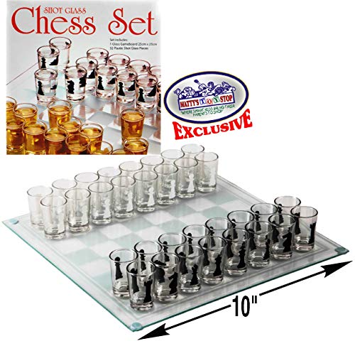 Matty's Toy Stop Small Shot Glass Chess Set Drinking Game Set