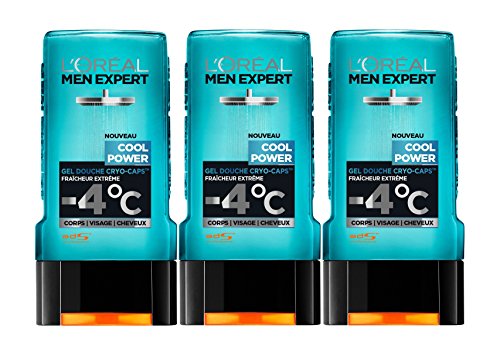 L'Oréal Men Expert Cool Power Fraicheur Extreme Duschgel für Herren, 300 ml, 3 Stück