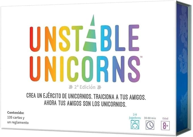 TeeTurtle, Unstable Unicorns, Juego de Cartas de Estrategia para Adultos y Niños, A Partir de 8 Años, De 2 a 8 Jugadores, 45 Minutos por Partida, Español
