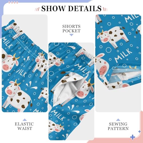 ZZXXB Funny Milk Cow Pattern Boys Long Pants Soft Trousers Elastic Waist Kids Lounge Bottoms with Pockets S-XL4