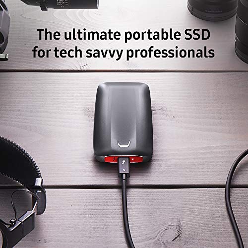 Image of Samsung X5 Portable SSD - 500GB - Thunderbolt 3 External SSD (MU-PB500B /AM) Gray /Red