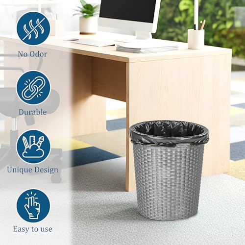 Image of Kuber Industries Dustbin & Garbage Bag Set | 10 L Open Waste Bin with (Black - 2 Roll) 19x21 Inch Disposable Bags for Kitchen, Office | Check - Grey