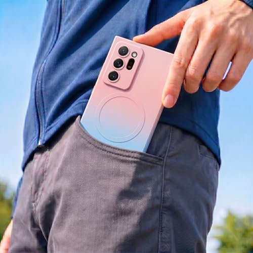 Image of amazon basics Gradient Mag-Safe Case for Samsung Galaxy Note 20 Ultra | Soft Silicone Shockproof Cover with Camera Protection | Slim Lightweight Design | Smooth Touch & Durable - Pink & Blue