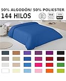 ESTELA - Funda n&oacute;rdica Combi Color Azul Celeste - Cama de 90 cm. - 50% Algod&oacute;n / 50% Poli&eacute;ster - 144 Hilos