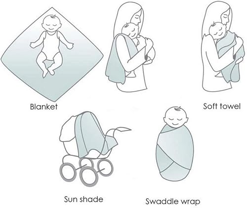 Miniatura 9 de Manta de muselina suave para bebé, unisex, para cochecito, toallas de baño para recién nacido, 70% rayón, hecha de bambú, 30% algodón natural, 43 x