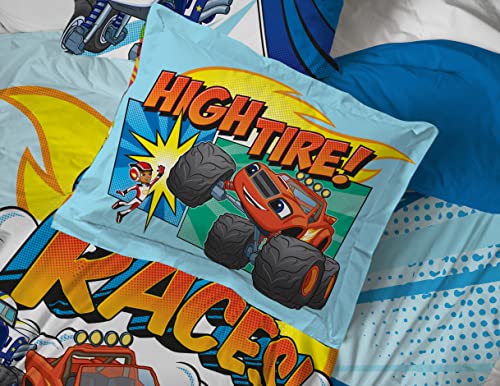 Image of Jay Franco Blaze and the Monster Machines Off to The Races 5 Piece Twin Size Bed Set - Includes Comforter & Sheet Set - Super Soft Fade Resistant Microfiber (Official Blaze Products)