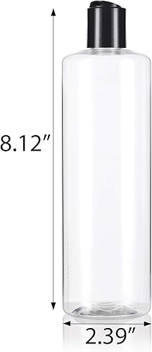 Miniatura 2 de JUVITUS Paquete de 12 botellas de plástico PET de cilindro transparente de 16 onzas con tapa de disco