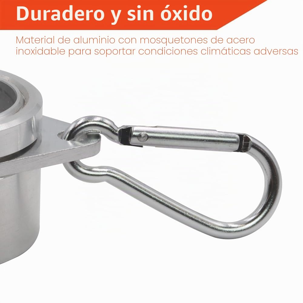 Anley - Juego de anillos de montaje para mástil de bandera de aluminio de 1,25", ideal para mástil de bandera de 1-1/4" de diámetro y bandera con 2 ojales (plata, 2)