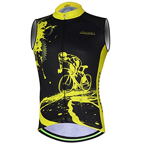 Aogda Men Cycling Jerseys Sleeveless Shirts Team Cycling Clothing Vest Suit (Black Vest Jersey, L)