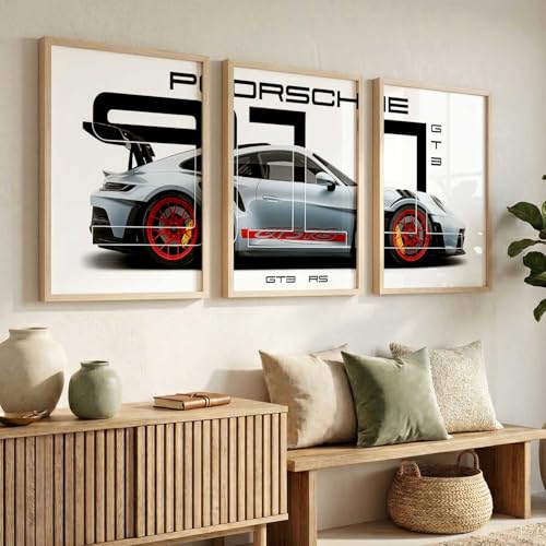 Image of HOTHOUSE Big Porsche Cars Framed Posters Gift Items for Boys Room Wall Decoration Bedroom Living Room Office Studio Decor | Car Poster Frame for Wall Decor Set Of 3 Size (10 X 13 inch)