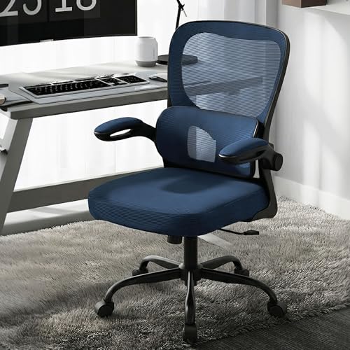 Image of AreShark Office Chair Ergonomic Desk Chairs with Adjustable Lumbar Support, High Back Breathable Mesh Chair with Wheels& Flip-up Armrests,Rolling Swivel Comfy Task Computer Chair for Home Work Gaming