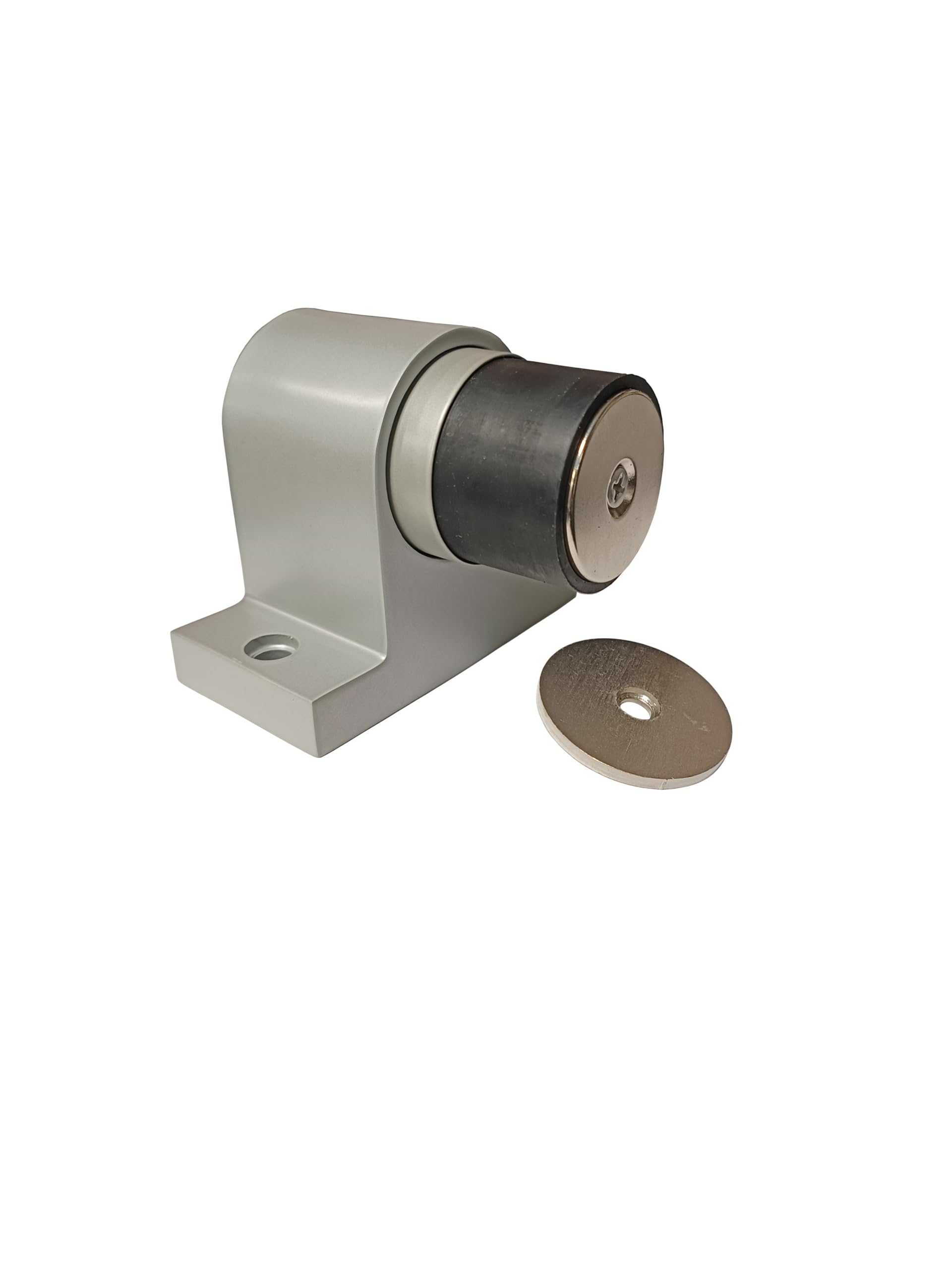 Butoir Au Sol Magnétique COULEUR EPOXY (Blanc,Gris ou Noir) "KLOSE besser" pour Porte Lourde.Tout Inox 304 dans la Masse. - Gris