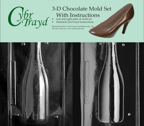 Cybrtrayd AO301AB Champagne Bottle Chocolate Candy Mold Kit with 2 Molds and 3D