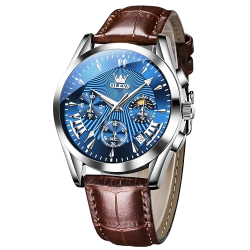 La mejor selección de Relojes de Pulso para Hombre - 5 favoritos. 39 Shoonlo Reloj Hombres de Vestir, Relojes de Pulso para Hombre, Reloj Caballero Cuero Elegante, Reloj Analogico Hombre de Cuarzo Resistente al Agua, Luminoso, Marrón+ Cara Azul