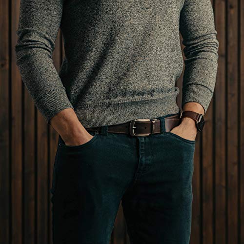 TORRO Genuine Leather Men’s Belt [Rotated Brushed Metal Pin Buckle] [Reversible]4