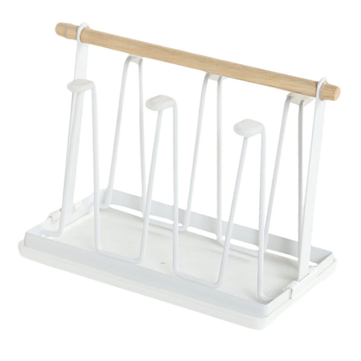 WOONEKY 1Pc Kitchen Draining Rack Cup Storage Stand with Tray for Organized Glassware for Home and Kitchen Use Space Saving Design Elegant White