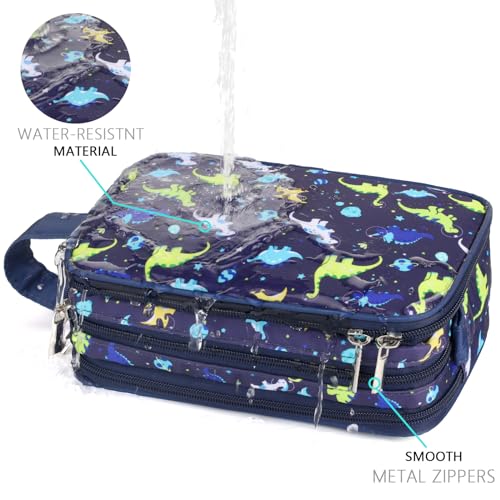 Dinosaur Kids Toiletry Bag for Boys, Travel Toiletry Bag for Little Young Boys Waterproof Hanging Wash Bag Toddler Traveling Toiletries, Navy4