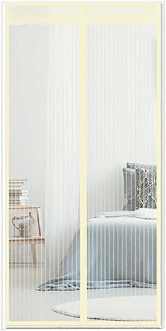 Reinforced Magnetic Window Screen Mesh Curtain with Magnets for Window and Door Full Frame,No Drilling 39 x 94 Inch Yellow