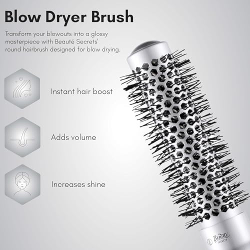 Image of Beaute Secrets Professional Round Brush for Blow Drying Ceramic Ion Thermal Barrel Brush for Precise Styling and Maximum Volume - Lightweight Round Hair Brush for Manageable Hair 25MM