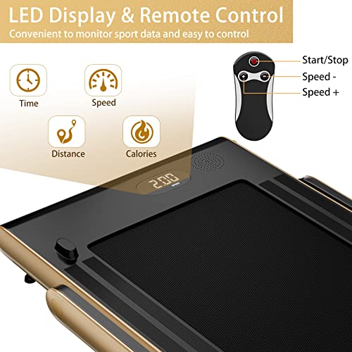 Image of Goplus 2 in 1 Folding Treadmill, 2.25HP Superfit Under Desk Electric Treadmill, Installation-Free with Remote Control, APP Control and LED Display, Walking Jogging for Home Office