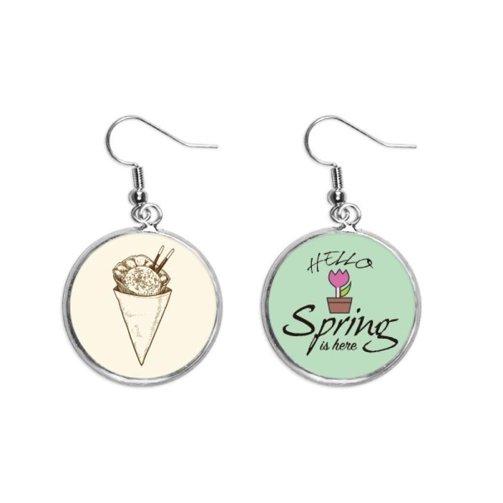 Pendientes de primavera con colgante de cono de helado y sésamo 5