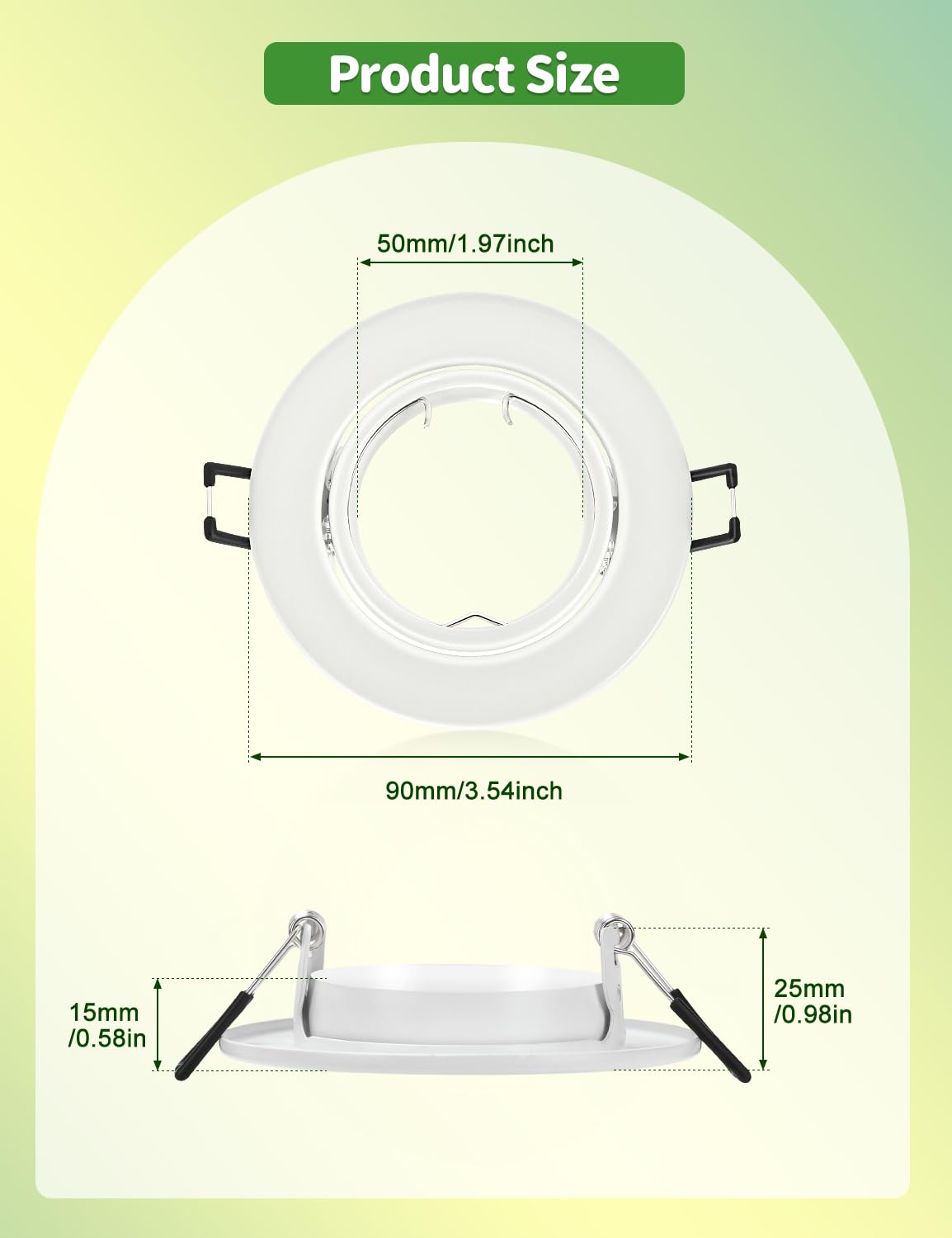 10x Cadre Encastrable GU10, Douille GU10 pour Spots LED Encastrables, Spots de Plafond Orientables à 30°, Diamètre Extérieur 90 mm, Découpe Ø65-80 mm Compatible LED et Halogène (Sans Ampoule),Blanc