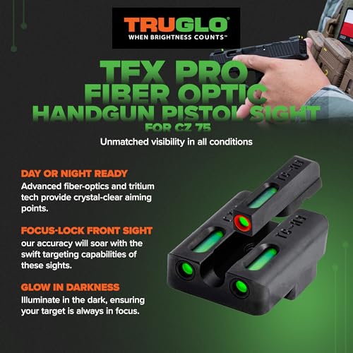 Image of Truglo TFX PRO Handgun Sight, Glowing Shock Proof Tritium and Fiber Optic Night Sight for Handguns, Compact, Durable, and Snag Free Sight