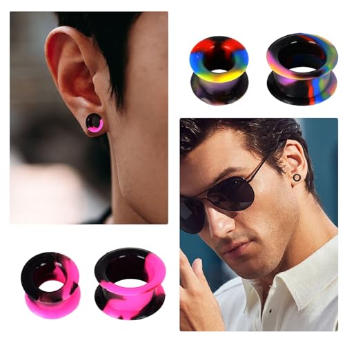 16 Stück Silikon Ohr Tunnel Plug, Hollow Silikon Tunnel Plugs Weich Silicone Double Flared Flexible Stretching Expander 6-20mm Ohr Expander Piercing für Männer Frauen (Bunt 2)