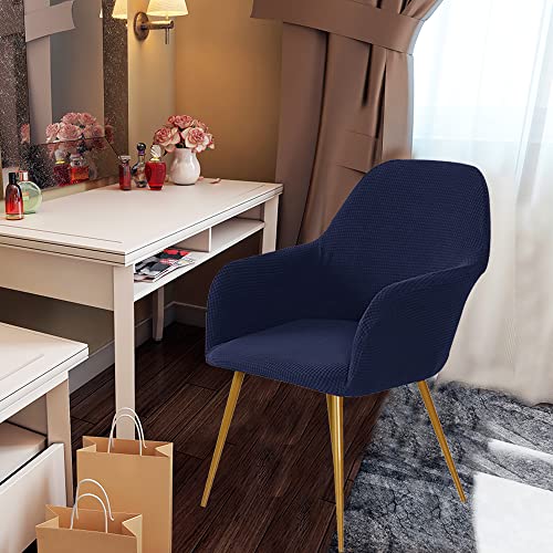 Set Of 1 Royal Blue Jacquard Armrest Curved Back Wingback Chair Slipcover Curved Back Chair Covers Mordern Curved Back Dining Room Chair Cover For Vanity Living Room Bed Room (Royal Blue, Only 1) #TOP3
