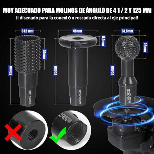 Pomsare Disco Amoladora Madera M14 115/125mm, Herramientas Carpintería Madera para Tallar Madera, Formones para Madera y Accesorios de Esmerilado de Madera para Amoladoras Angulares - imagen 4
