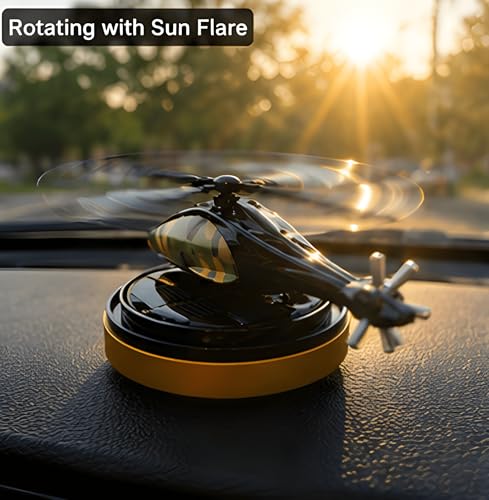 Image of Eltron Turbo Imported Glider Working On Solar Power Car Interior Accessories Decoration Rotating Fan Dashboard Aroma Organic Fragrance Car Perfume (Fouji, Helicopter)