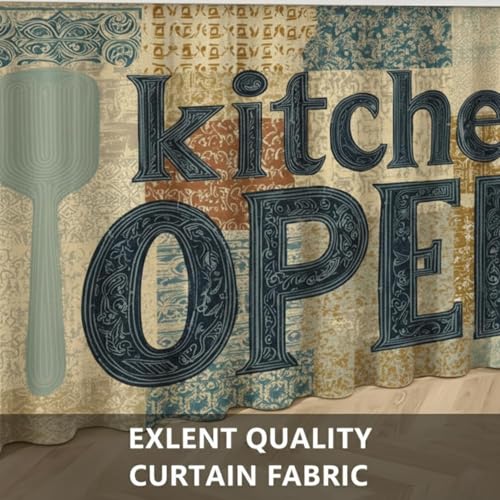 Image of Premium Printed Kitchen Sink Curtain with Rod Pocket | Under Sink Storage Cover | Washable Dustproof Cabinet Curtain for Kitchen Counter, Wash Basin (Kitchen Open, Pack of 1)