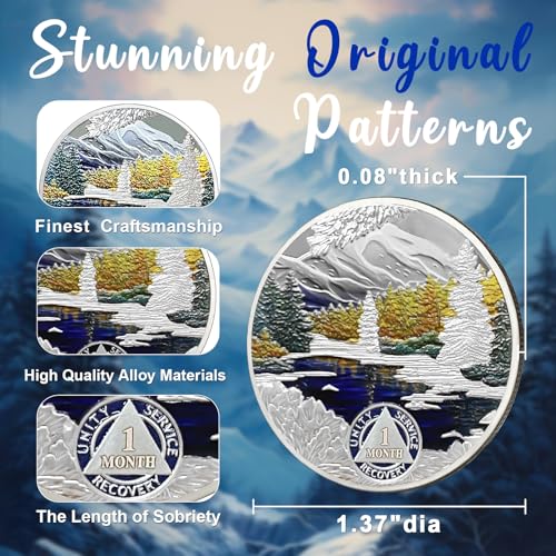 churyuml 1 month sobriety coin 30 day sobriety chip one month aa coins recovery medallions sobriety gifts for men women sober token alcoholics anonymous gift with capsule display amp card