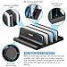Ryvlan Vertical Laptop Stand, 3 Slot Adjustable Laptop Storage Rack and Desk Organizer, Silicone-Padded Holder for Multiple Devices Storage, Compatible Stand for Tablets and Devices up to 17 Inches
