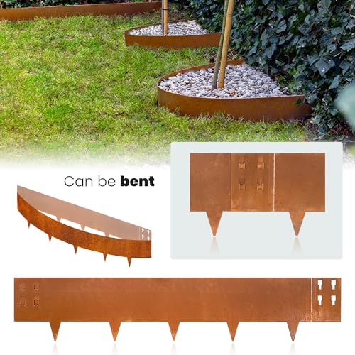 Gzgneevl GZG075 Corten Steel Edging Steel Landscape Edging Garden Bed Metal Border Edge Rusted Rustic Patina 40 Inch Strips 8 Inch Depth thumb #4
