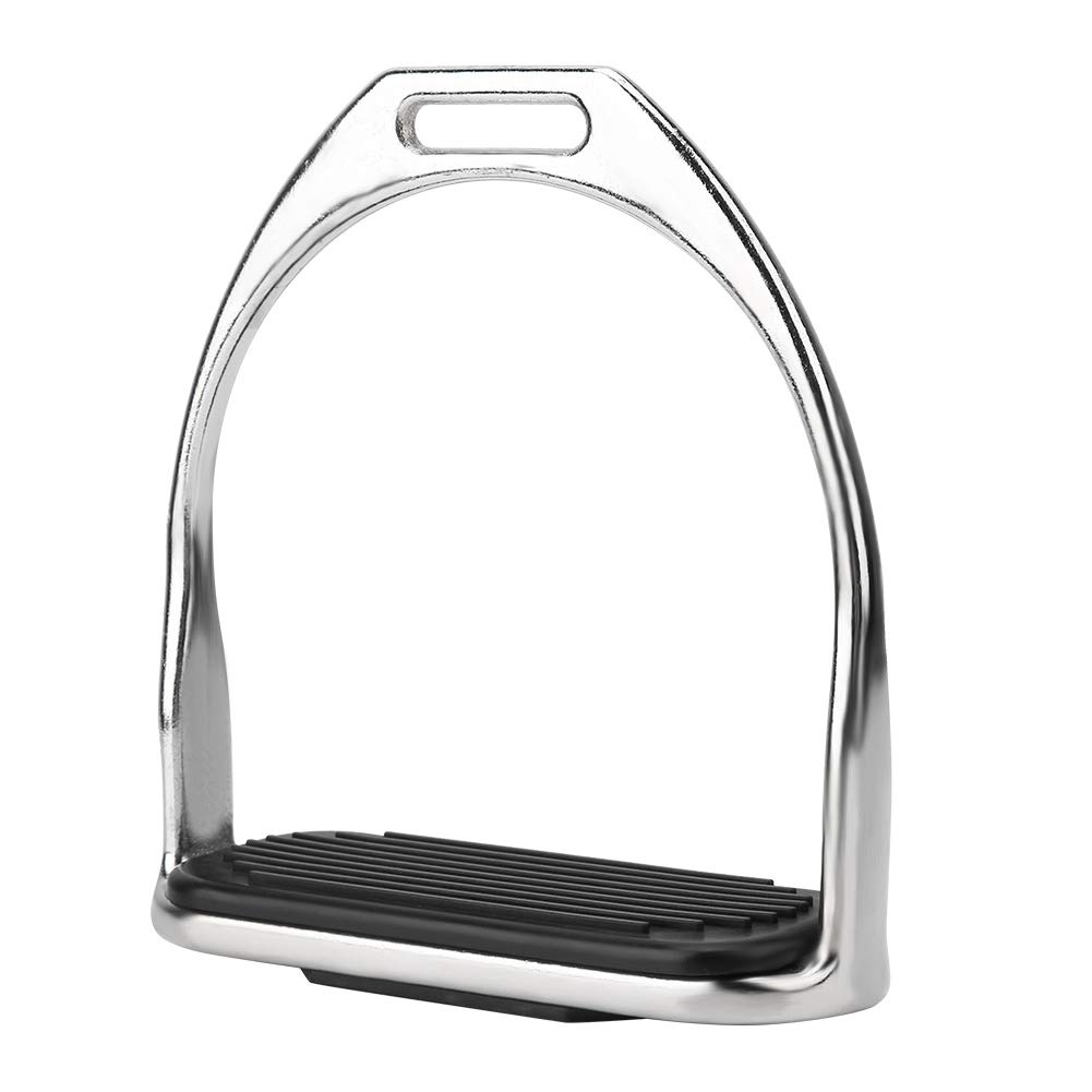 FUZHUI Iron Horse Stirrups with Black Rubber Pads, Stable Double Bent Leg, 300kg Unilateral Load Capacity, Non Slip and for Safe Horse Riding