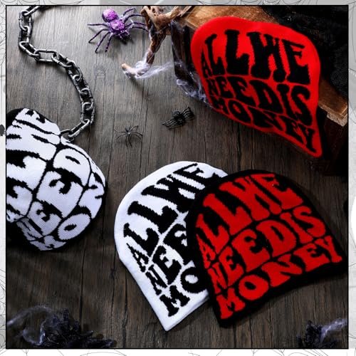 Image of Ramede 4 Pcs Y2k Beanie - Double Sided Graphic Beanies for Men and Women, Acrylic Knitted Y2k Hats Accessories