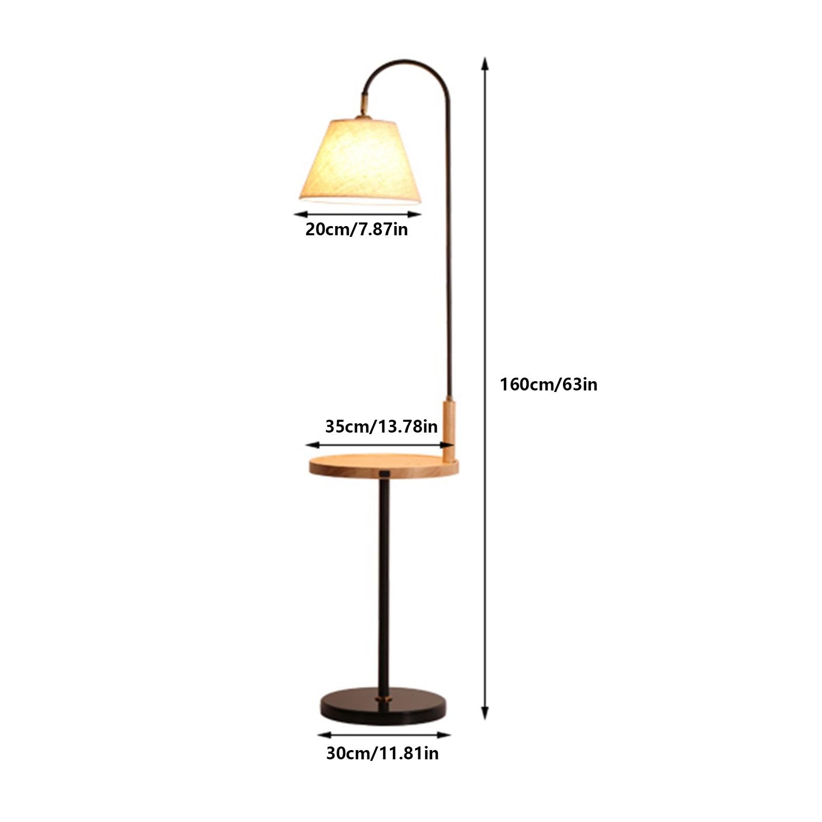 Lampa podłogowa Nowoczesna, elegancka lampa podłogowa z tacką, stolikiem nocnym lub bocznym w stylu Mid-Century i portem ładowania USB(Czarny)